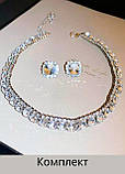Набір жіночий сережки і кольє з камінчиками Fashion Jewelry Сріблястий, фото 2