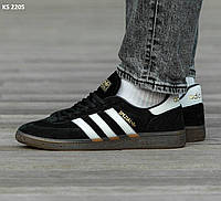 Adidas Spezial мужские осень/весна/лето черные кроссовки на шнурках.Демисезонные черные замшевые кроссы
