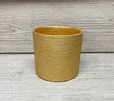 Горщечок кашпо для квітів керамічний золотий