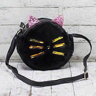 Дитяча сумочка "Кішка" хутряна чорна