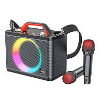 Акустика-караоке HOCO Jenny dual mic wireless karaoke BT speaker BS57 BT5.0 TWS/USB/TF/AUX 25Вт