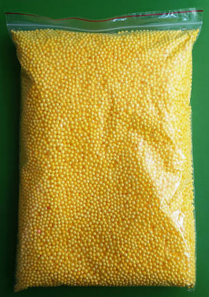 Канц Заготовка з пінопласту ”Діамантові ручки” /220040/ ”Сніжок”, жовтий, 3-4 мм, 50 грам  в упак., фото 1