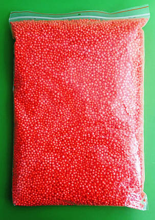 Канц Заготовка з пінопласту ”Діамантові ручки” /220072/ ”Сніжок” червоний, 3-4 мм, 50 грам в упак., фото 1