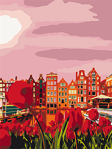 Картина за номерами Яскраво-червоні барви Амстердама 30x40 см Brushme Різнобарвний (2000002212911)