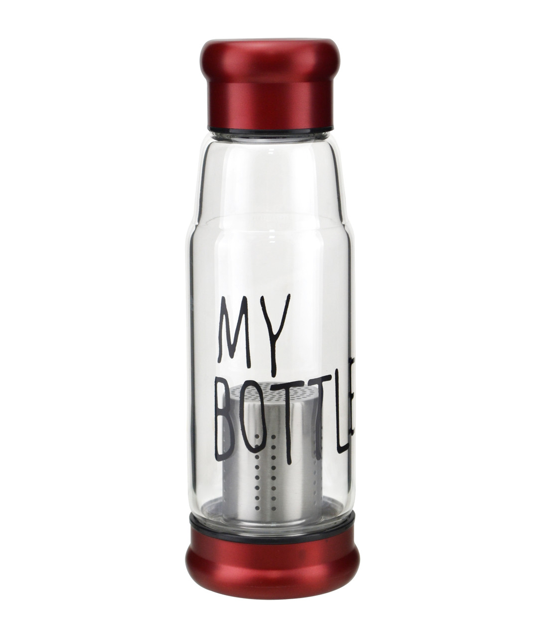 Скляна питна пляшка My Bottle 420 мл із ситечком для заварювання Red + чохол