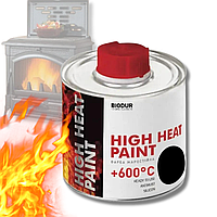 Краска Жаростойкая, Огнеупорная, Термостойкая по металлу до +600º Biodur Hight Heat Paint 200 м Черная