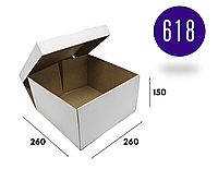 Коробка картонная для торта БЕЛАЯ 260х260х150 Самосборная крафт упаковка для кондитерких изделий подарков
