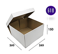 Коробка для торта пирога большая самосборная БЕЛАЯ 260х260х150 Упаковка для посылок подарков (komora1)
