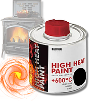 Жаростойкая, термостойкая краска для котлов до +600º Biodur Hight Heat Paint 200 мл Черная