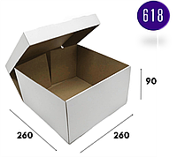 Коробка самосборная картонная белая 260х260х90 Упаковка для тортов и пирогов (komora1)