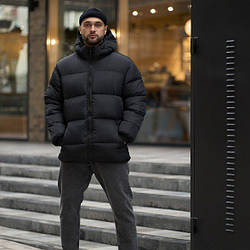 Чоловіча зимова куртка Heat чорна Зимовий пуховик чоловічий чорний