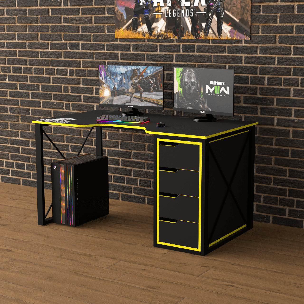 Геймерський стіл "Rasin LOFT-16" 140х80х75 см. Колір на вибір, фото 1