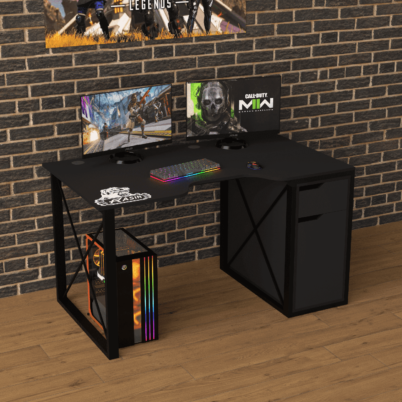 Геймерський стіл "Rasin LOFT-17" 140х80х75 см. Чорний, фото 1