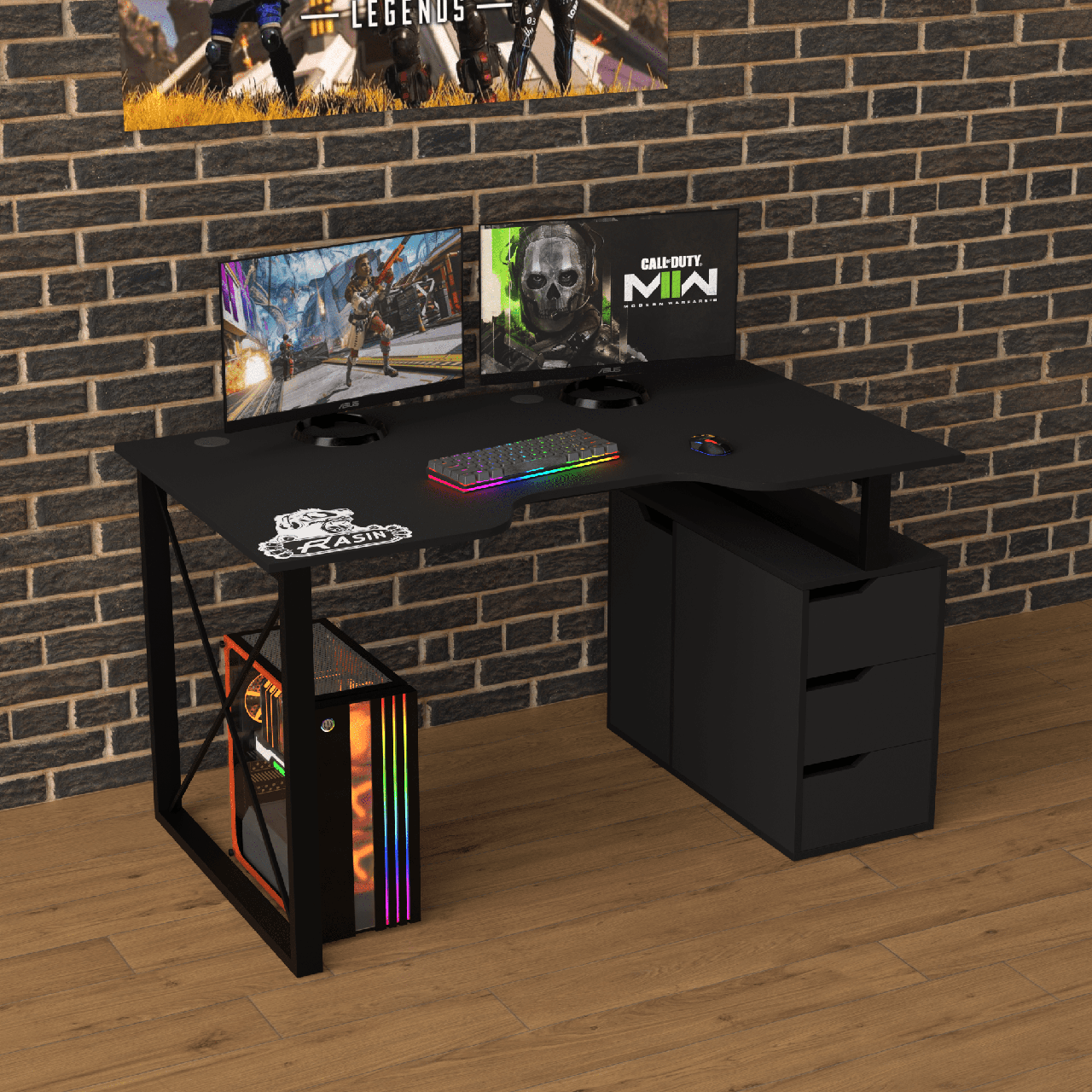 Геймерський стіл "Rasin LOFT-18" 140х80х75 см. Чорний, фото 1