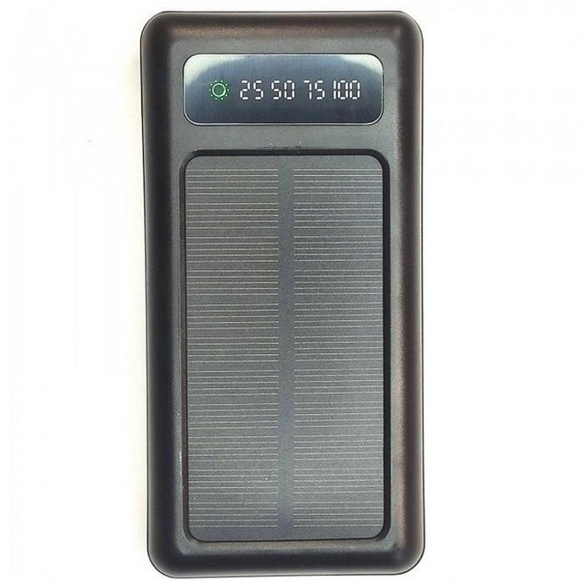 Повербанк 10000mAh УМБ Power Bank UKC 8285 з кабелями та сонячною панеллю Black, фото 1