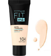 Крем тональний матувальний New York Fit Me Matte No 102 Fair Ivory No 104 Soft Ivory MAYBELLINE (2000001993446)