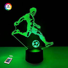Нічник-світильник 3D "Футболіст" 24х15 см 3DTOYSLAMP (2000002619550)