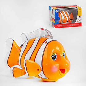 Рибка, їздить, пісня англійською мовою, з підсвіткою 21x13x12 см Huile Toys Біло-жовтогарячий (2000002553670)