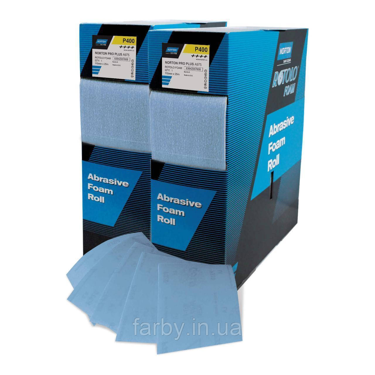 Абразивний папір Р320 на поролоновій основі NORTON PRO PLUS A975 115мм х 25м, фото 1