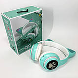 Дитячі аудіо навушники CAT STN-28 зелені, Бездротові навушники cat ear, Навушники для SO-832 дітей бездротові, фото 3