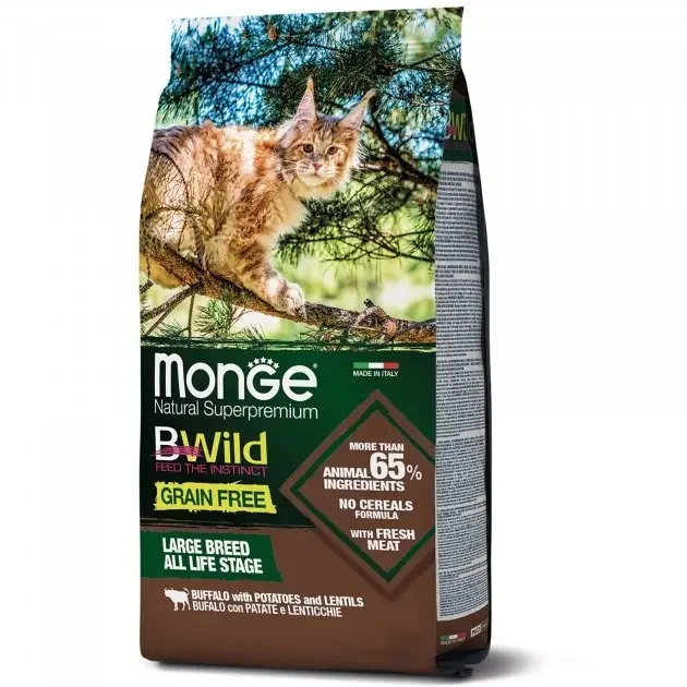 Сухий корм для кішок Monge Cat Bwild Grain Free Буйвол (для кішок великих порід з 2-х місяців) 10 кг