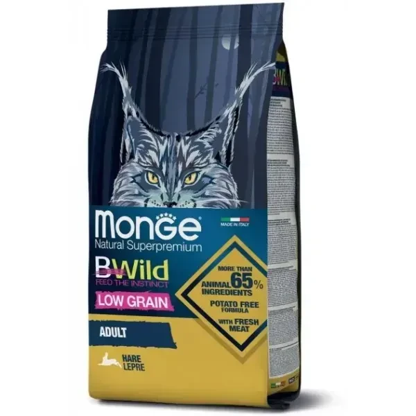 Сухий корм для кішок Monge Cat Bwild Low Grain М'ясо зайця 10 кг