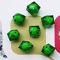Пластикова намистина, куб карамель, зелена 10 мм, 500 г