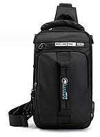 Однолямочный рюкзак сумка Mackros 1100 мужской городской влагостойкий черный 4л
