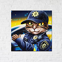 Картина-постер Полицейский кот Марианна Пащук 50х50 см Brushme Разноцветный (2000002093664)
