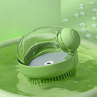 Щетка силиконовая массажная для мытья животных с дозатором Semi Cleaning Device, Green