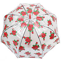 Жіноча парасолька-тростина механічна (FULL042-tattoo-rose) 84 см Fulton Прозора (2000001294697)