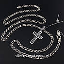 Срібний ланцюжок з хрестиком. Чоловічий кулон срібло і ланцюг 925 55 см, фото 7