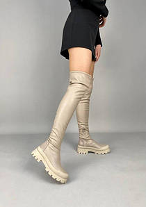 Жіночі чоботи панчохи зі стрейч шкіри (9949-1д) 40 VZUTIK Бежевий (2000002267522)