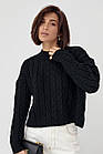 Жіночий в'язаний джемпер в кіску - чорний колір, S (є розміри), фото 7