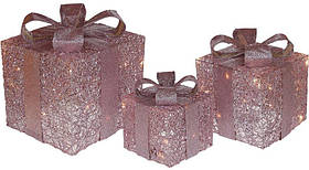 Набір декоративних подарунків — 3 коробки, з LED-підсвіткою 15х20 см, 20х25 см, 25х30 см BonaDi (2000002649519)