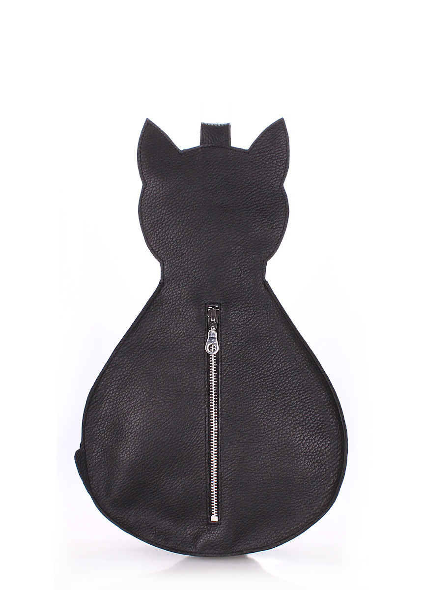 Рюкзак жіночий шкіряний Cat 37х23х6 см POOLPARTY Чорний (2000000288895)