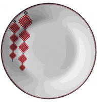 Набір 6 дрібних тарілок "Вишиванка червоний ромб" Ø23 см S&T (2000002635451)