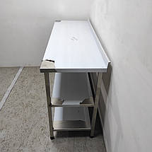 Стіл виробничий з нержавіючої сталі з бортом і двома нижніми полицями, фото 4