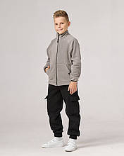 2114асір Сіра флісова кофта для хлопчика на блискавці ТМ Bosskids