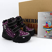 129/23фіол Термо черевики для дівчинки на липучках мембрана Softshell Tripletex тм American Club фіолетові, фото 4
