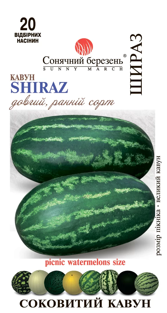 Насіння кавуна Шираз,20шт(довгий)