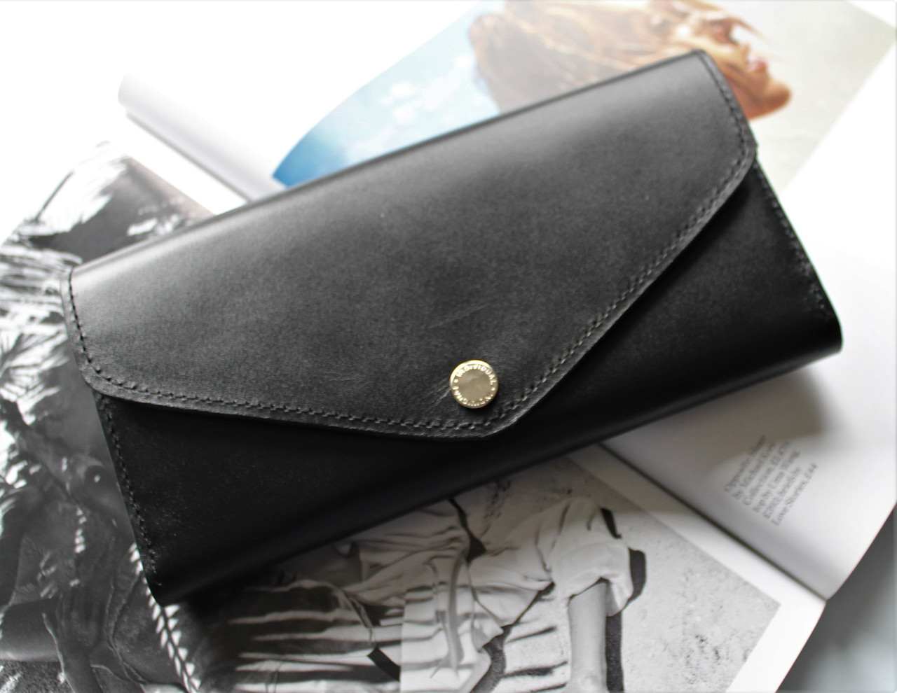 Шкіряний жіночий гаманець ручної роботи 20х10х3 см LeathART Чорний (2000002399452)