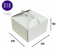 Белые маленькие коробки для тортов чизкейков с ручками 270х270х150 Картонная коробка для кондитерки komora9