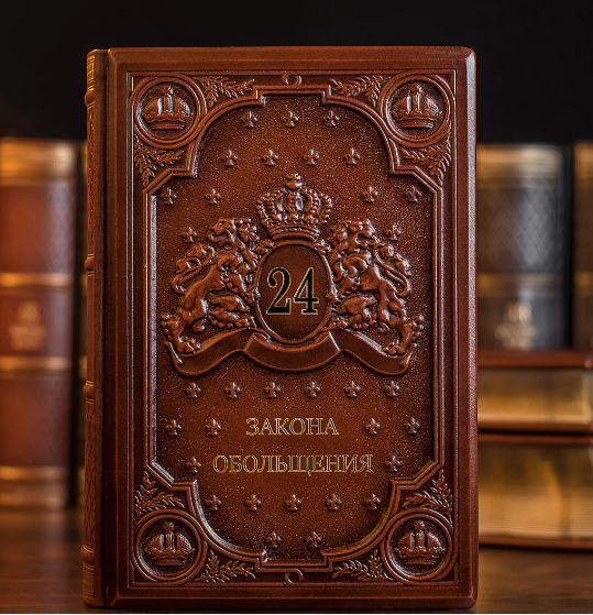 Книга "24 Закону зваблювання" Роберт Грін у шкіряній палітурці та подарунковій упаковці, фото 1