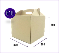 Коробка картонная для торта самосборная с ручками 300х300х250 Упаковка для кондитерки komora3