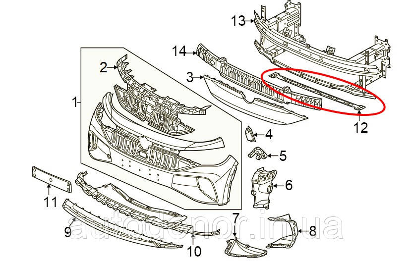 Опорна рейка бампера переднього VW ID4 (20-) 11K-807-189