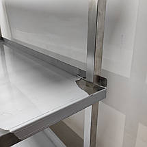 Стіл виробничий з нержавіючої сталі з бортом і двома верхніми полицями, фото 5