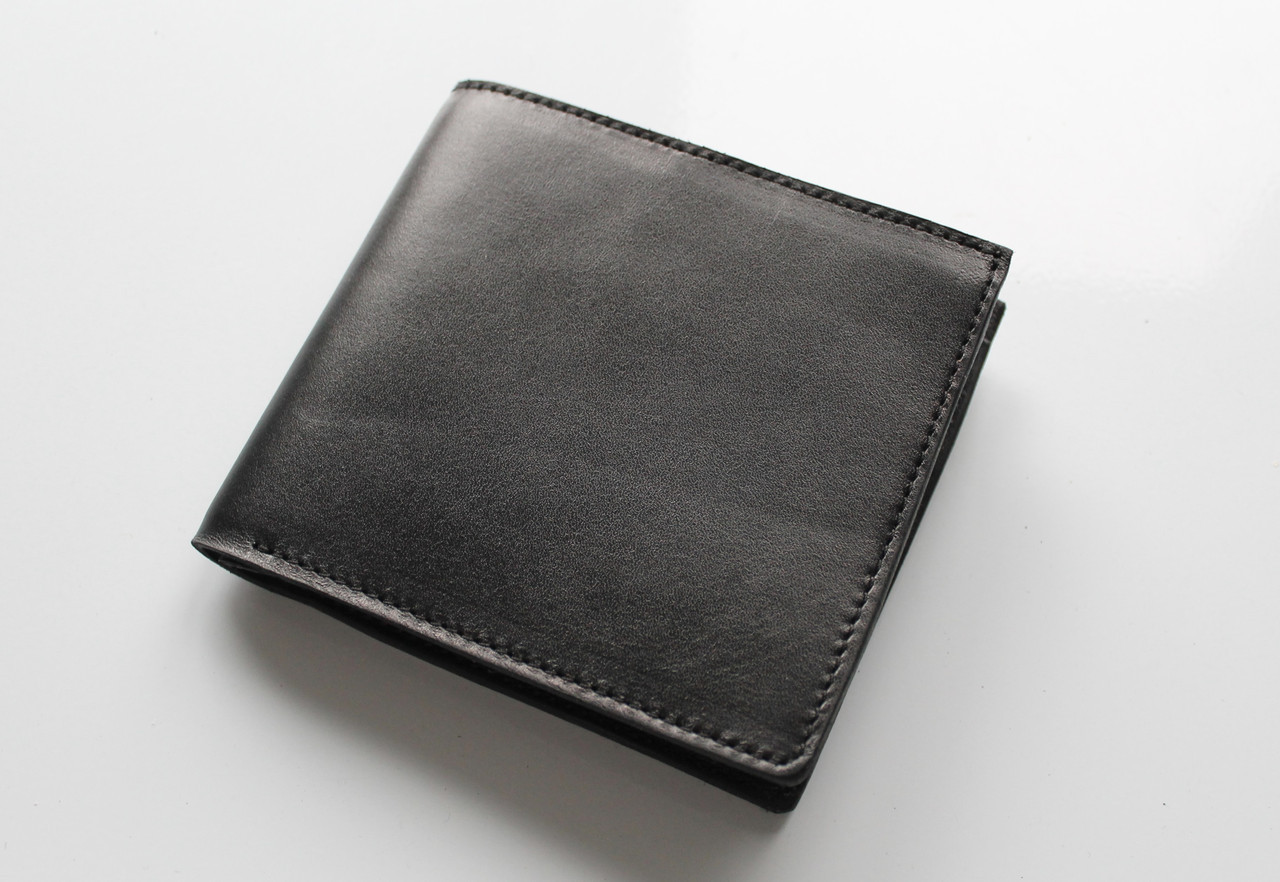 Чоловічий зручний гаманець із натуральної шкіри 12х10,8х1,5 см LeathART Чорний (2000002399063)