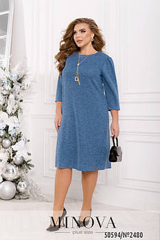 Елегантне мінімалістичне плаття А-силуету з круглим вирізом горловини з 46 по 68 розмір