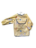 Детский фартук - слюнявчик для кормления и творчества с карманом Желтый